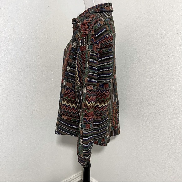 Aelfric Eden Unisex Long Sleeve Shacket Aztec Print Oversized Medium Warm EUC - Picture 4 of 6